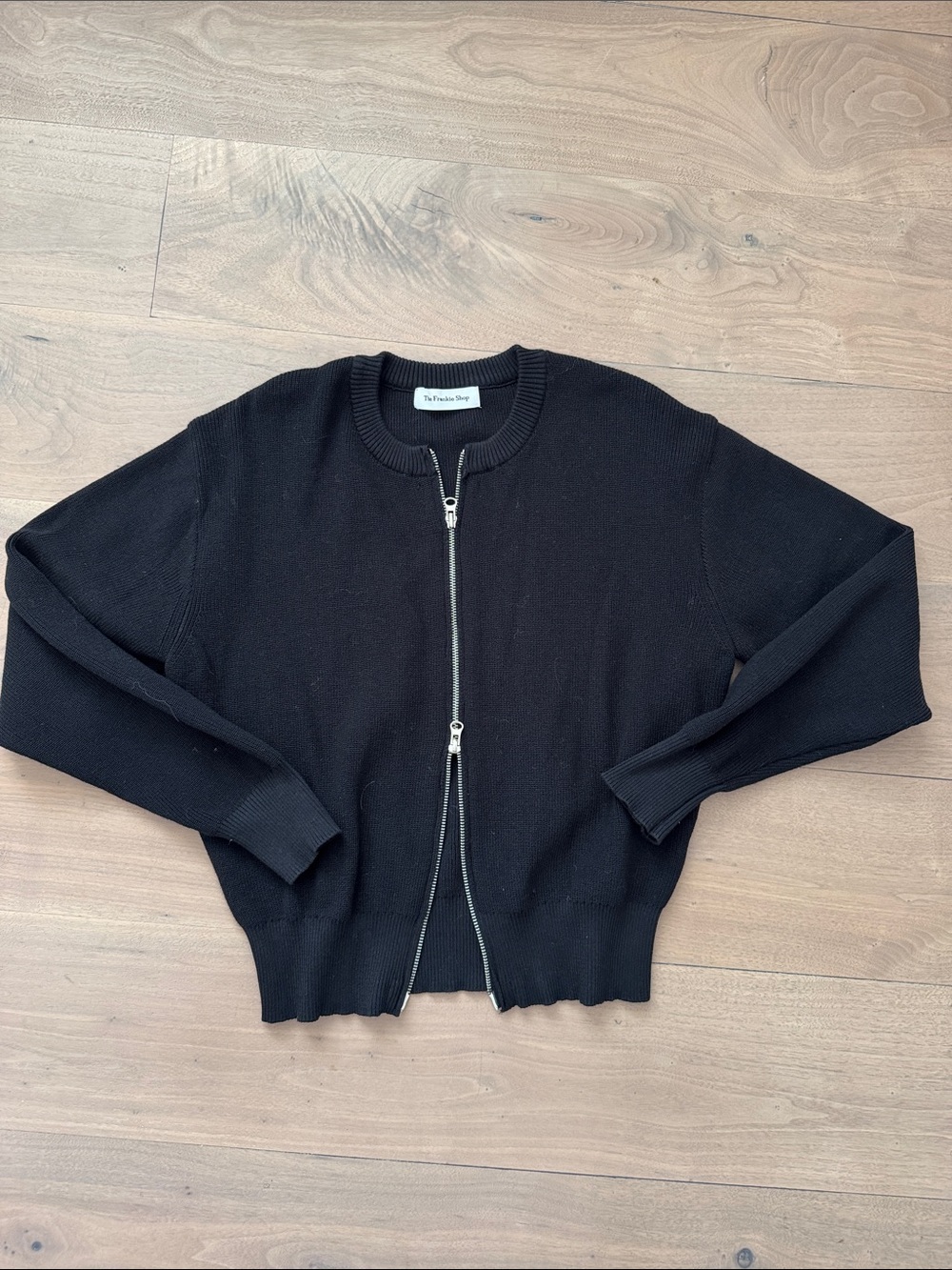The Frankie Shop Black Double-Zip Knit Cardigan